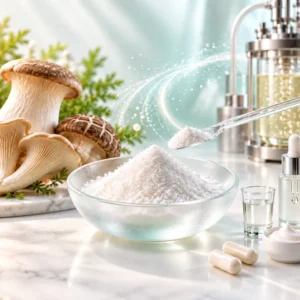 Ergothioneine white powder with mushroom source cues and fermentation processing by Ureda Naturals