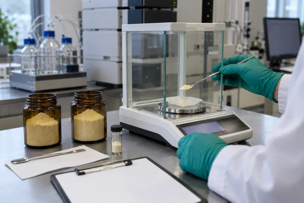 Phosphatidylserine powder sample preparation and laboratory quality testing