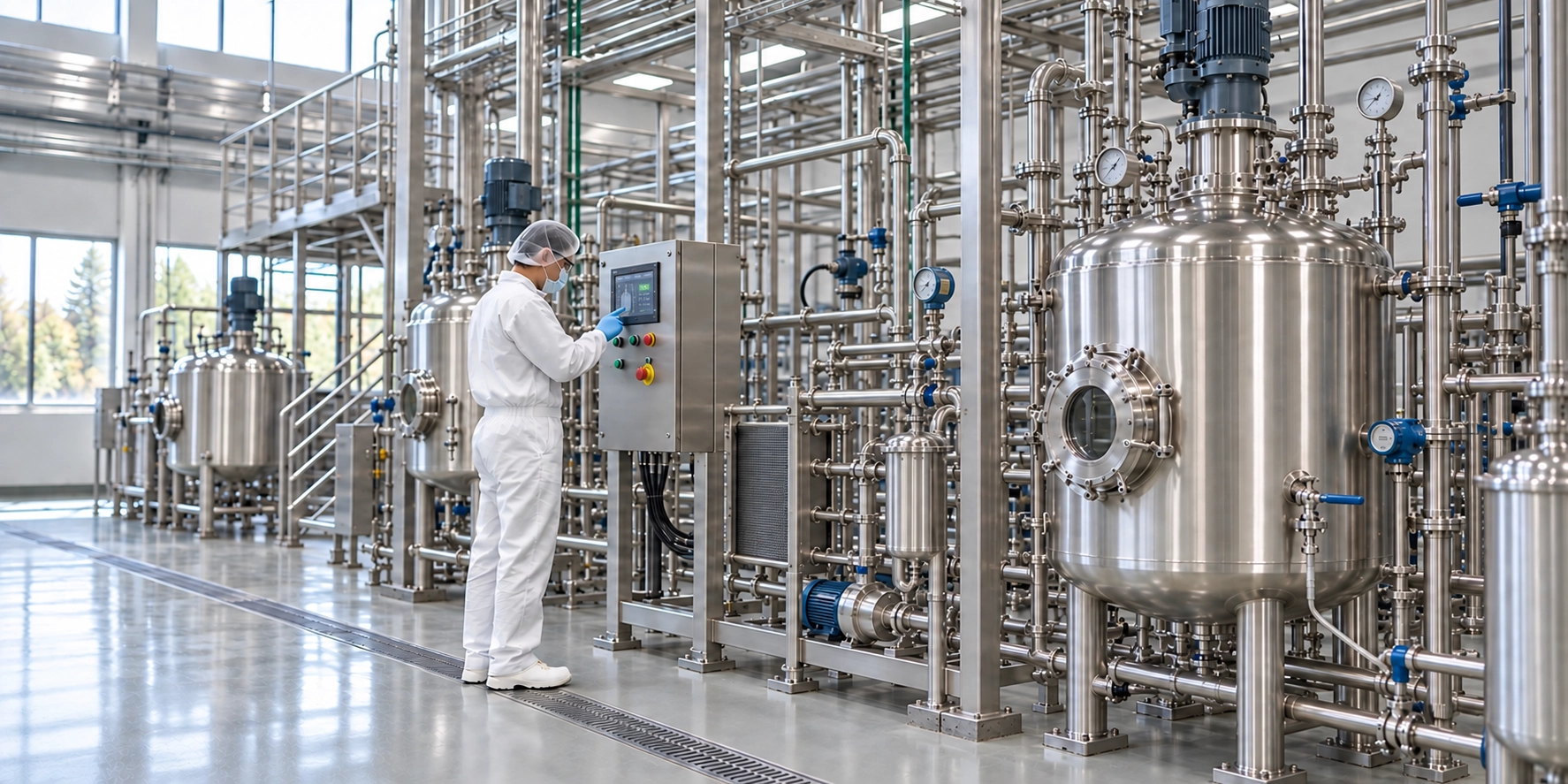 Ureda Naturals plant extract manufacturing facility with sanitary stainless-steel extraction vessels and process piping